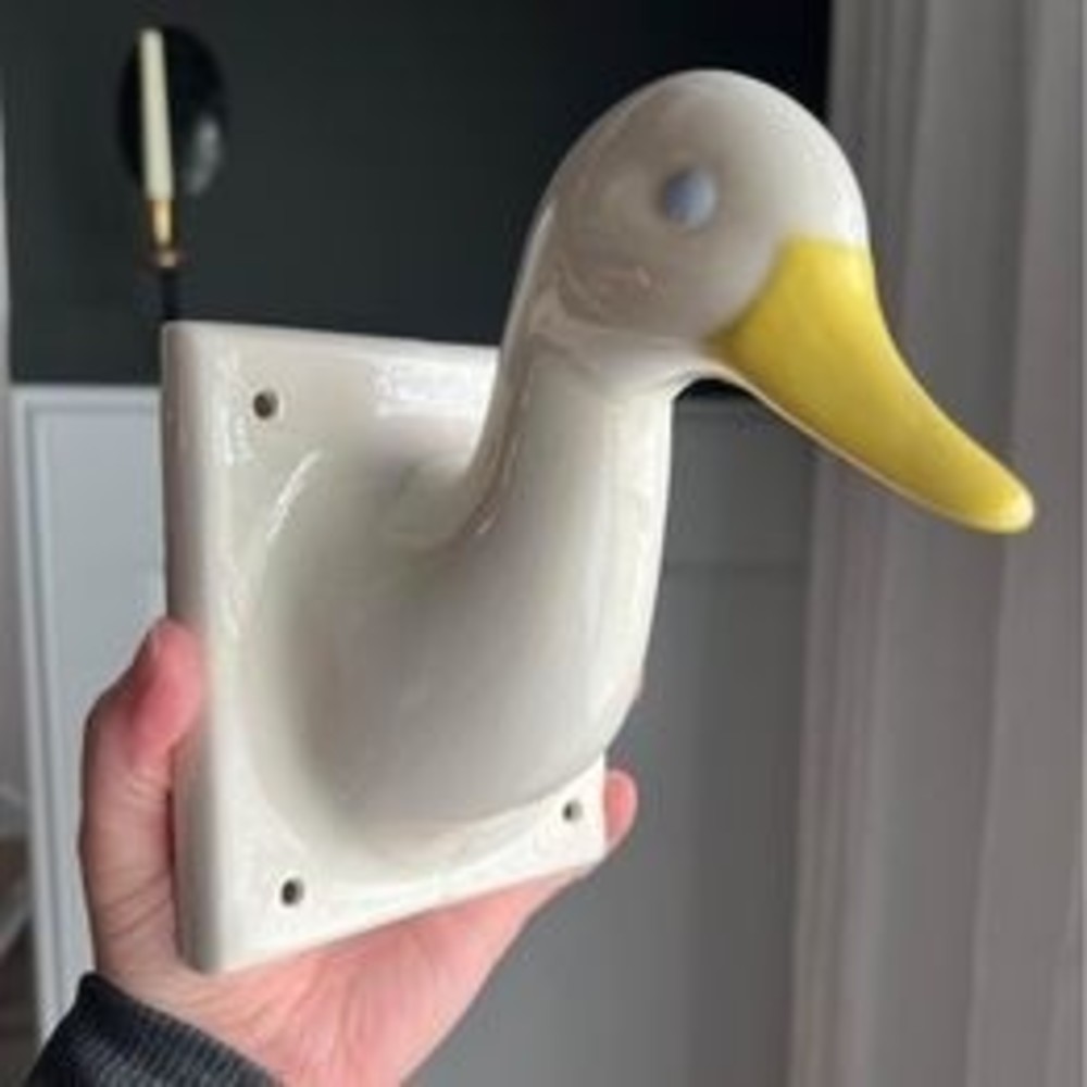 Ceramic Country Duck Head Wall Hook Bust Cottage Core Farmhouse Grandmillennial